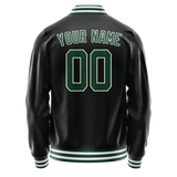 Custom Black Kelly-Green Solid Color Varsity Letterman Jacket