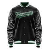 Custom Black Kelly-Green Solid Color Varsity Letterman Jacket