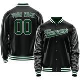 Custom Black Kelly-Green Solid Color Varsity Letterman Jacket