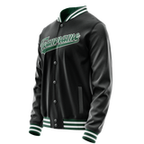 Custom Black Kelly-Green Solid Color Varsity Letterman Jacket