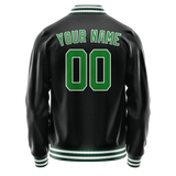 Custom Black Neon-Green Solid Color Varsity Letterman Jacket