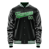 Custom Black Neon-Green Solid Color Varsity Letterman Jacket