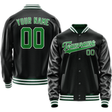 Custom Black Neon-Green Solid Color Varsity Letterman Jacket