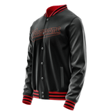 Custom Black Orange Solid Color Varsity Letterman Jacket