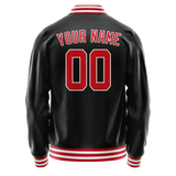 Custom Black Red Solid Color Varsity Letterman Jacket