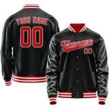 Custom Black Red Solid Color Varsity Letterman Jacket