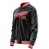Custom Black Red Solid Color Varsity Letterman Jacket