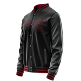 Custom Black Crimson Solid Color Varsity Letterman Jacket