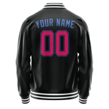 Custom Black Light-Blue Solid Color Varsity Letterman Jacket