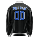 Custom Black Light-Blue Solid Color Varsity Letterman Jacket