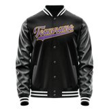 Custom Black Purple Solid Color Varsity Letterman Jacket