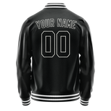 Custom Black White Solid Color Varsity Letterman Jacket