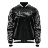 Custom Black White Solid Color Varsity Letterman Jacket