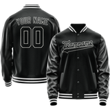 Custom Black White Solid Color Varsity Letterman Jacket