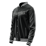 Custom Black White Solid Color Varsity Letterman Jacket