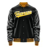 Custom Black Gold Solid Color Varsity Letterman Jacket