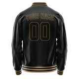 Custom Black Old-Gold Solid Color Varsity Letterman Jacket