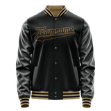 Custom Black Old-Gold Solid Color Varsity Letterman Jacket