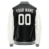 Custom Black White Solid Color Varsity Letterman Jacket
