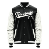 Custom Black White Solid Color Varsity Letterman Jacket