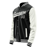 Custom Black White Solid Color Varsity Letterman Jacket