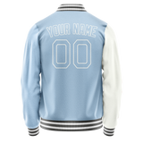Custom White Light-Blue Split Varsity Letterman Jacket