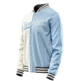 Custom White Light-Blue Split Varsity Letterman Jacket