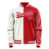 Custom White Red Split Varsity Letterman Jacket