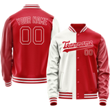 Custom White Red Split Varsity Letterman Jacket