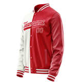 Custom White Red Split Varsity Letterman Jacket