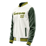 Custom White Kelly-Green Solid Color Varsity Letterman Jacket