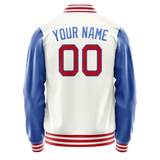 Custom White Royal Solid Color Varsity Letterman Jacket