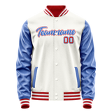 Custom White Royal Solid Color Varsity Letterman Jacket