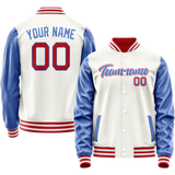 Custom White Royal Solid Color Varsity Letterman Jacket