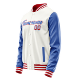 Custom White Royal Solid Color Varsity Letterman Jacket