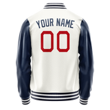 Custom White Royal Solid Color Varsity Letterman Jacket