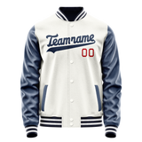 Custom White Royal Solid Color Varsity Letterman Jacket