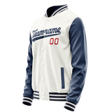Custom White Royal Solid Color Varsity Letterman Jacket