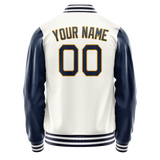 Custom White Royal Solid Color Varsity Letterman Jacket