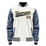 Custom White Royal Solid Color Varsity Letterman Jacket