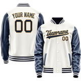 Custom White Royal Solid Color Varsity Letterman Jacket
