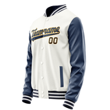 Custom White Royal Solid Color Varsity Letterman Jacket