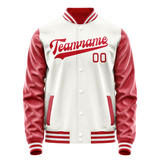 Custom White Texas-Orange Solid Color Varsity Letterman Jacket