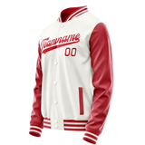 Custom White Texas-Orange Solid Color Varsity Letterman Jacket