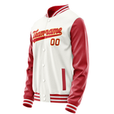 Custom White Red Solid Color Varsity Letterman Jacket