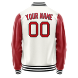 Custom White Red Solid Color Varsity Letterman Jacket