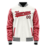 Custom White Red Solid Color Varsity Letterman Jacket