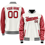 Custom White Red Solid Color Varsity Letterman Jacket