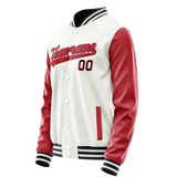 Custom White Red Solid Color Varsity Letterman Jacket