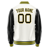 Custom White Black Solid Color Varsity Letterman Jacket